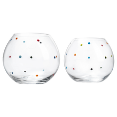 Polka Dot Set Of 2 Stemless Bubble Wine Glasses 16 Oz By Polka Dot Rainbow Glasses C-0