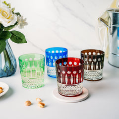 Multicolor Crystal Italian Design Cups Set Of 4 Whiskey Glasses 8OZ 3 5 H By Venetia-1
