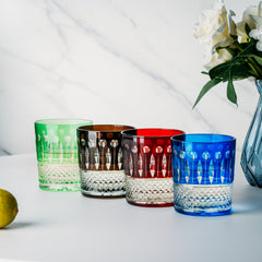 Multicolor Crystal Italian Design Cups Set Of 4 Whiskey Glasses 8OZ 3 5 H By Venetia-2