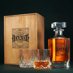 Gift For Dad Whiskey Decanter Gift Set 730ML Decanter 2 Whiskey Glass Fathers Day Birthday Housewarm-3