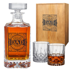 Gift For Dad Whiskey Decanter Gift Set 730ML Decanter 2 Whiskey Glass Fathers Day Birthday Housewarm-0