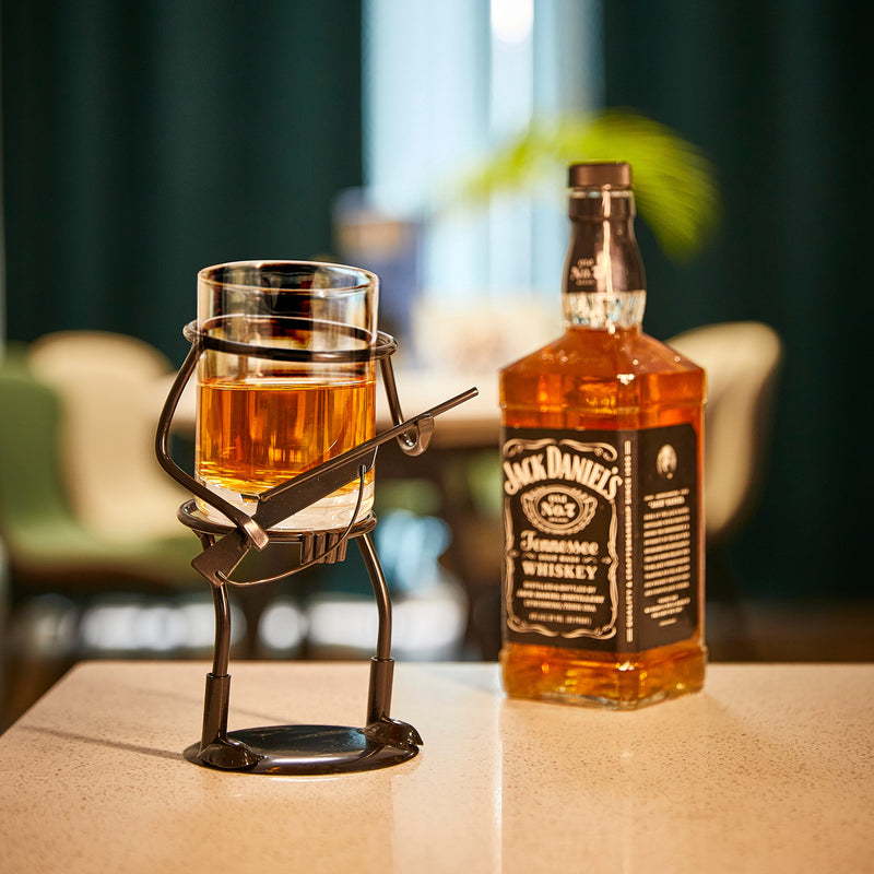 Rifle Hunter Whiskey Glass Bullet Glass Metal Cup Holder Guns Whiskey Scotch Liquor Cup Holder Holds-0