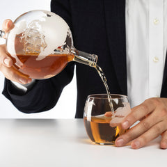 World Decanter With 4 Glasses Globe Premium Barware Gift Elegant Drinkware Collection-1