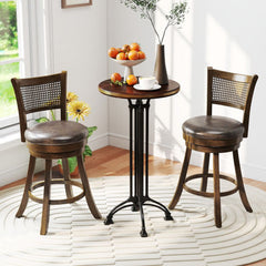 Set of 2 Bar Stools 25" Swivel Bar Chairs Leathaire Counter Height Stools-Brown-1