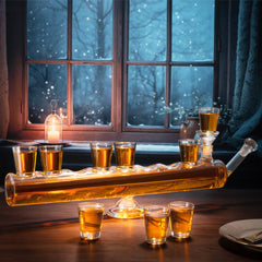 Menorah Decanter Set Decanter 8 Piece Shot Glass Set 34 Oz Wine Whiskey Glassware Hannukkah Israel D-1