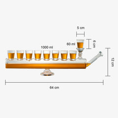Menorah Decanter Set Decanter 8 Piece Shot Glass Set 34 Oz Wine Whiskey Glassware Hannukkah Israel D-4