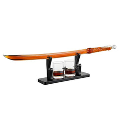 Samurai Sword Large Whiskey Wine Decanter 13 5OZ Liquor With 2 Ninja Star 10OZ Glasses Scotch Bourbo