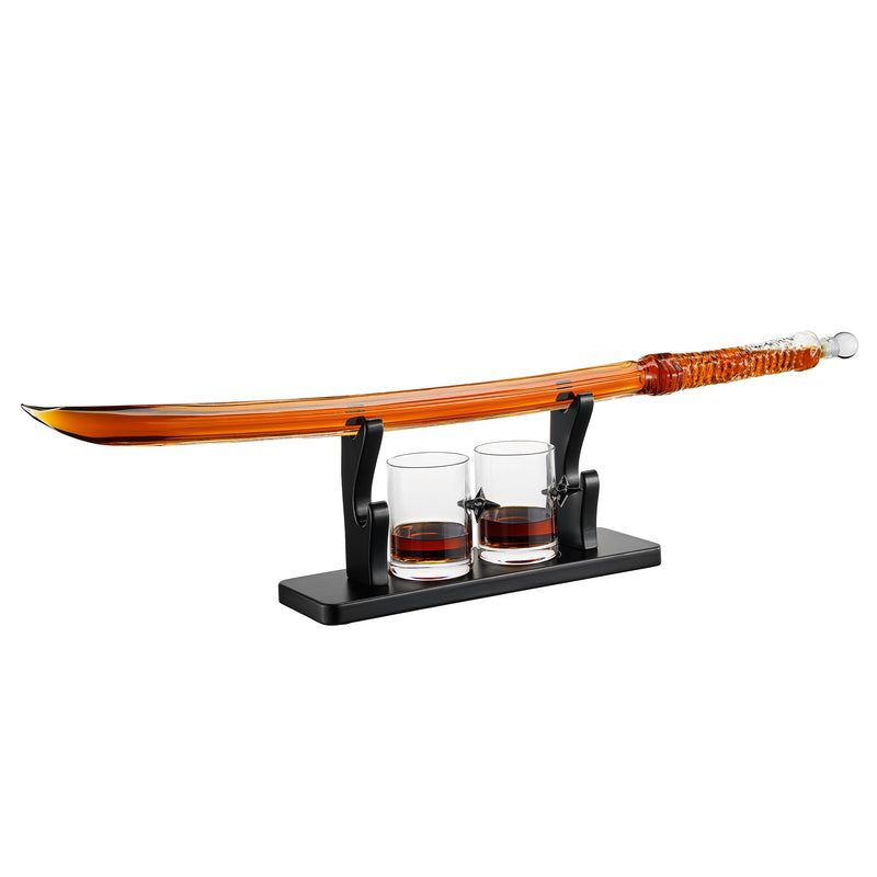 Samurai Sword Large Whiskey Wine Decanter 13 5OZ Liquor With 2 Ninja Star 10OZ Glasses Scotch Bourbo-0