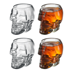 Monkey And Heroes Extra Large Skull Shot Glasses Set Of 4 Use Skull Head Cup For A Whiskey Scoth And-0