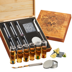 Tequila Shot Glass Salt Gift Set For Men Women Six Agave Shot Glasses Knife For Limes One Skull Coas-0