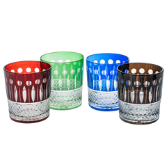 Multicolor Crystal Italian Design Cups Set Of 4 Whiskey Glasses 8OZ 3 5 H By Venetia-0