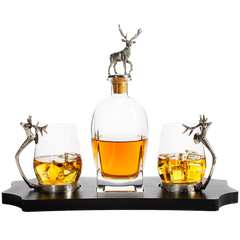 Whiskey Stag Decanter Set Premium Barware Gift Elegant Drinkware Collection-1