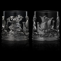 Viking Mythological Pewter Whiskey Wine Beer Water Drinking Glass 12OZ Single Water Rum Brandy Scotc-2