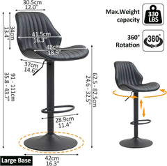 Modern 360 Degree Swivel Faux Leather Bar Stools-2