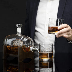 Whiskey Barrel Decanter With Ship Premium Barware Gift Elegant Drinkware Collection-2