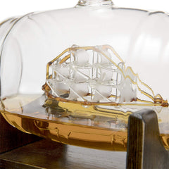 Whiskey Barrel Decanter With Ship Premium Barware Gift Elegant Drinkware Collection-4