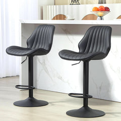 Modern 360 Degree Swivel Faux Leather Bar Stools-3