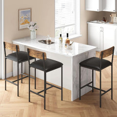 Upholstered Bar Stools Set of Two with Backrest-3