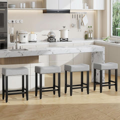 Ergonomic Upholstered Bar Stools Set for Kitchen Island-3