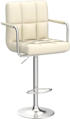 Beige Tall Bar Stools Adjustable Swivel Set Of Two-4