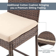 Outdoor Rattan Bar Stools Set with Cushions Comfort-4
