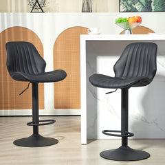 Modern 360 Degree Swivel Faux Leather Bar Stools-1