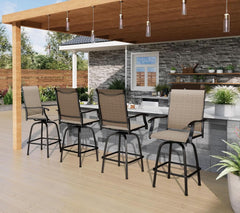 Swivel Outdoor Bar Stools Set of Four Durable Chairs-1