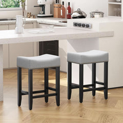 Ergonomic Upholstered Bar Stools Set for Kitchen Island-1