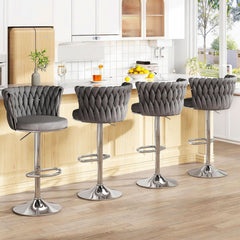 Modern Velvet Swivel Bar Stools Set of Four-3