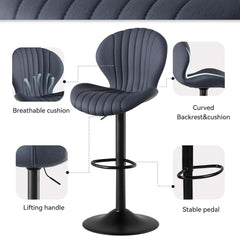 Three Swivel Bar Stools Counter Height High Back DarkGrey-2