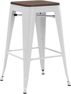 Metal Bar Stools Set of Four Backless Stackable Design-4