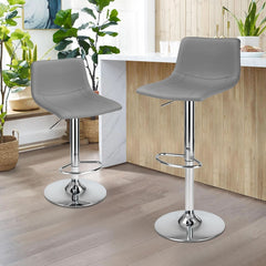 Modern Grey PU Leather Swivel Bar Stools Set-3