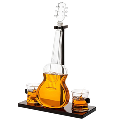 Guitar Whiskey Decanter Mahogany Base 1000 Ml Glass Decanter 14 H For Whiskey Scotch-0