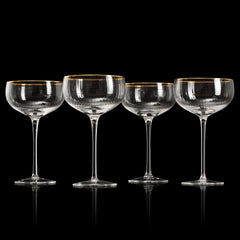 Gold Rim Glasses 7 Oz Set Of 4 Gold Rim Classic Manhattan Glasses For Martini Cocktails Champagne Wi-1