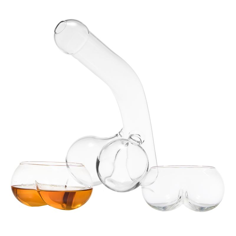 Penis Whiskey Decanter With Two Whiskey Glasses Unique Funny Glass Container For Scotch Tequila Bran-0