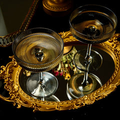 Ribbed Coupe Cocktail Glasses 8 Oz Set Of 2 Classic Manhattan Glasses For Cocktails Libbey Champagne-3