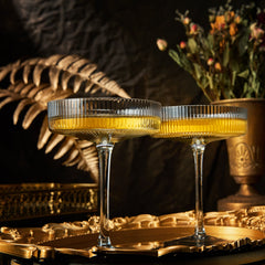Ribbed Coupe Cocktail Glasses 8 Oz Set Of 2 Classic Manhattan Glasses For Cocktails Libbey Champagne-2