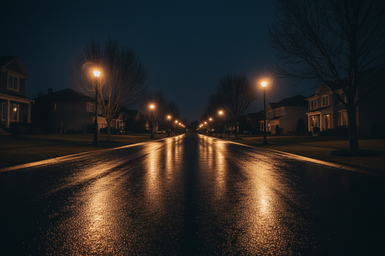 Suburban Street at Night